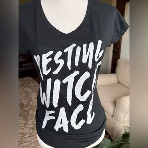 Black Spooky Season Halloween T-Shirt Featuring “Resting Witch Face” Graphic, Sm